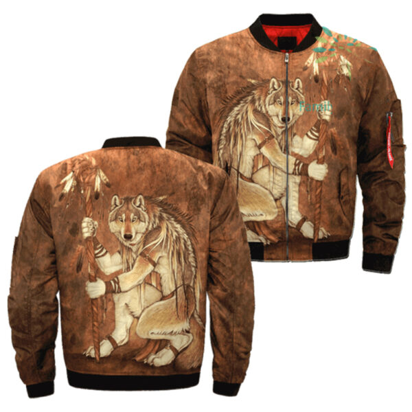 tribal native anthro wolf wolves bomber jacket jknative 0024