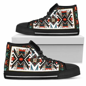 tribal pattern colorful native american design mens high top canvas shoe 1