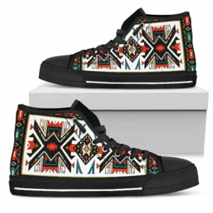 tribal pattern colorful native american design mens high top canvas shoe