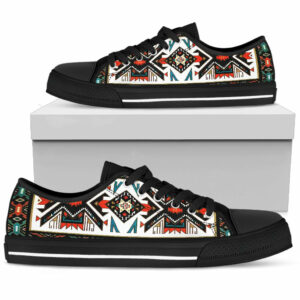 tribal pattern colorful native american design mens low top canvas shoe