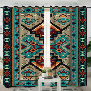 tribe blue design native american living room curtain 1