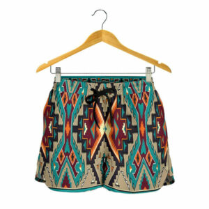 tribe blue pattern all over print womens shorts 1