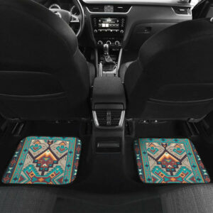 tribe blue pattern front and back car mats 1