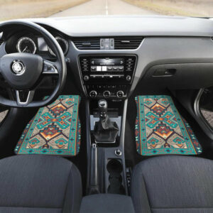 tribe blue pattern front and back car mats