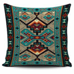 tribe blue pattern native american pillow covers