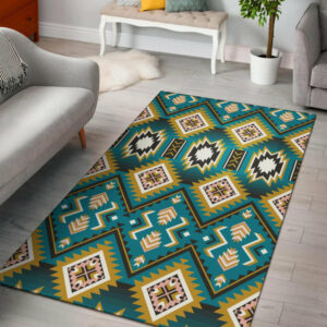 turquoise blue color native ameican design area rug 1