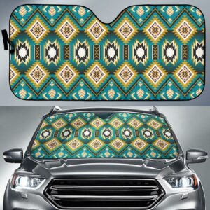 turquoise blue color native ameican design auto sun shades