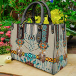 turquoise blue pattern breastplate leather bag