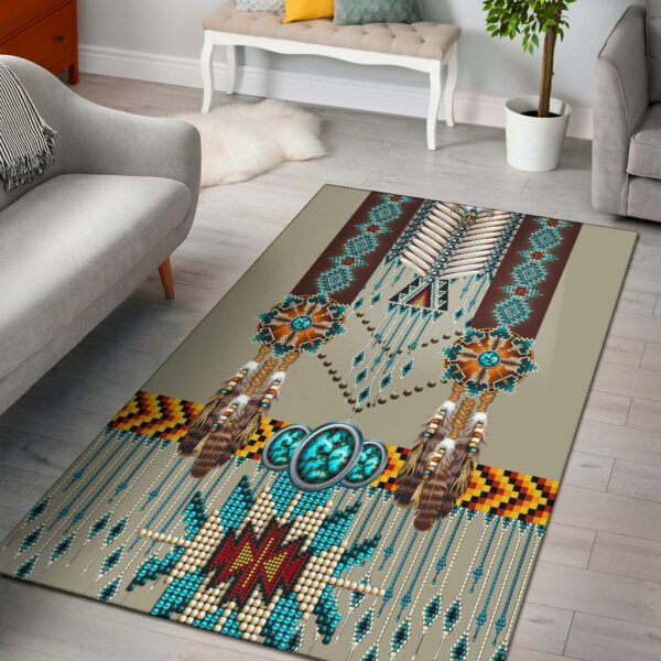 turquoise blue pattern breastplate native american area rug gb nat00069 rug01