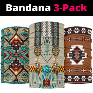 turquoise blue pattern breastplate native american bandana 3 pack new
