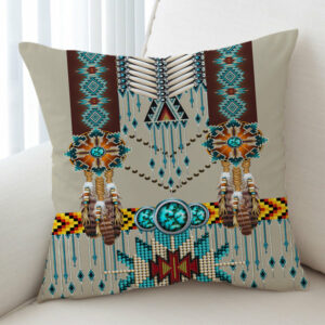 turquoise blue pattern breastplate native american pillow cover 1