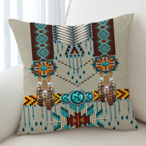 turquoise blue pattern breastplate native american pillow cover