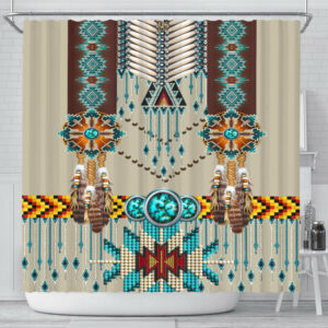 turquoise blue pattern breastplate native american shower curtain 1