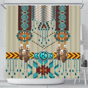 turquoise blue pattern breastplate native american shower curtain