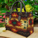 united tribes brown design native american leather bag