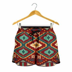 united tribes pattern all over print womens shorts 1