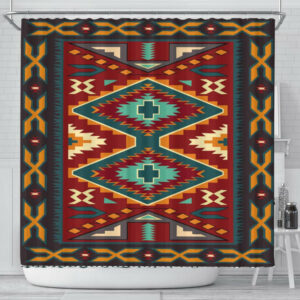 united tribes pattern native american shower curtain 1