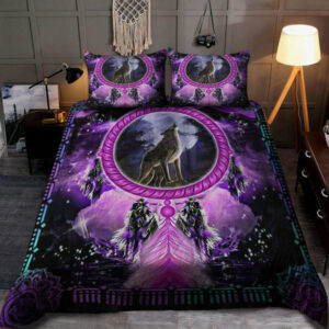 violet wolf native american bedding set 1