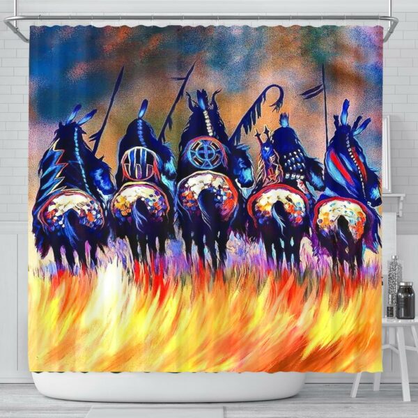 warriors native american shower curtain