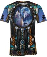 welcomenative blue wolf dreamcatcher 3d t shirt all over print t shirt 