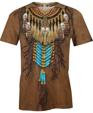 welcomenative brown native pattern 3d t shirt all over print t shirt