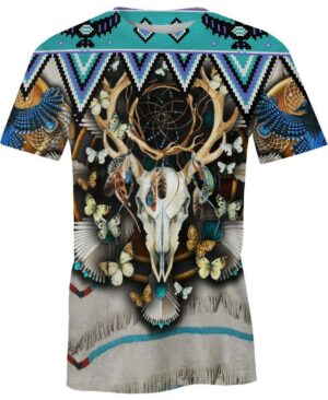 welcomenative butterfly buffalo skull 3d t shirt all over print t shirt 1 1