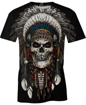welcomenative native american skull 3d t shirt all over print t shirt
