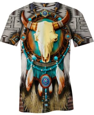 welcomenative products butterfly buffalo skull 3d t shirt all over print