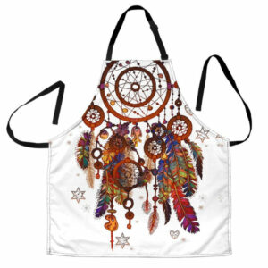 white dreamcatcher mandala native american apron 1