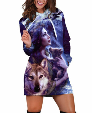 wolf and girl hoodie dress