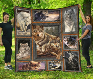 wolf art native american premium quilt