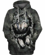 Black Wolf Breakout Native American Print Hoodie