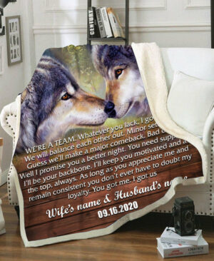 wolf couple in love personalized blanket