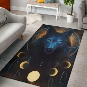 wolf dreamcatcher native american area rug no link