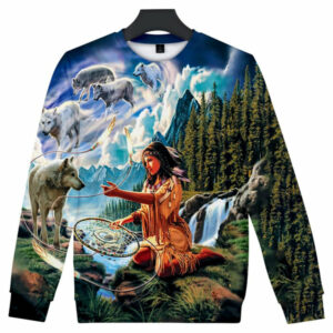 wolf dreamcatcher native women sweatshirt 1