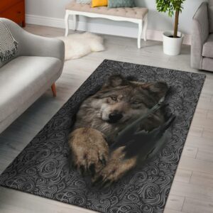 wolf escape native american area rug