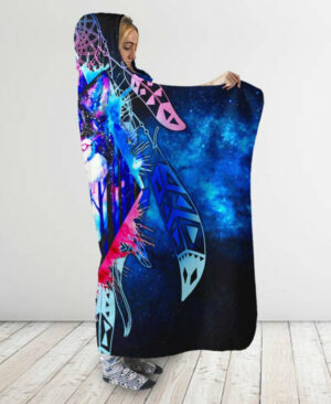 wolf galaxy hooded blanket 1
