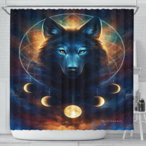 wolf lion dreamcatcher native american shower curtain 1