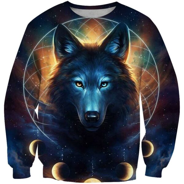 wolf moon galaxy native american 3d sweatshirt