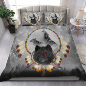wolf native american bedding set 1