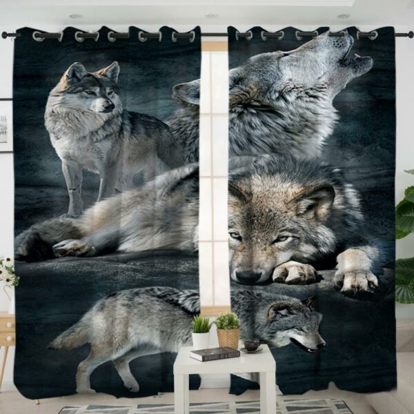 wolf native american living room curtain