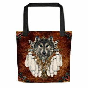 wolf native american tote bag