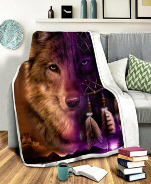 wolf native fleece blanket 1