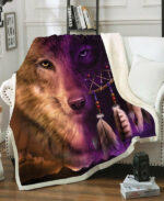 wolf native fleece blanket