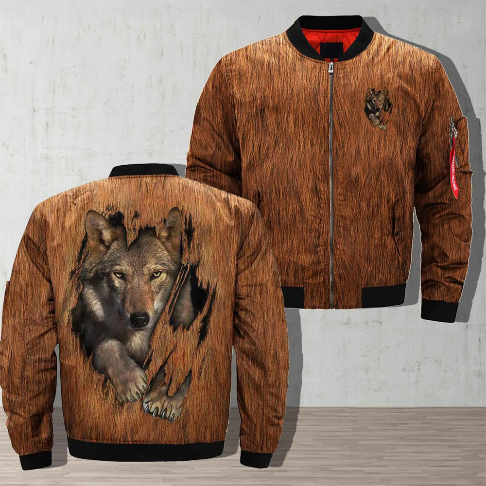 Wolf bomber clearance jacket