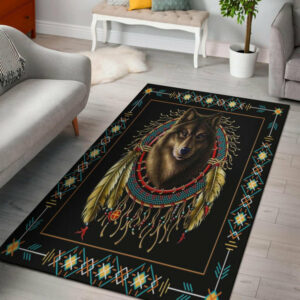 wolf warrior dreamcatcher native american area rug no link 1