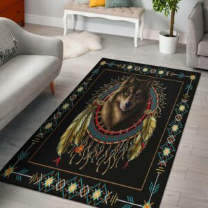 wolf warrior dreamcatcher native american area rug no link