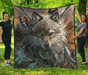 wolf warrior native american premium quilt 1