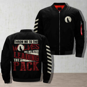 wolves at the door throw me to the wolves leading the pack bomber jacket