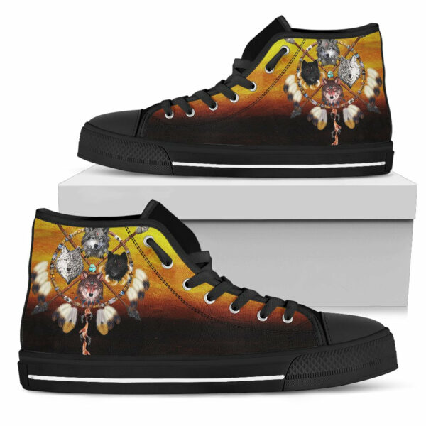 wolves warriors native american pride high top canvas shoes